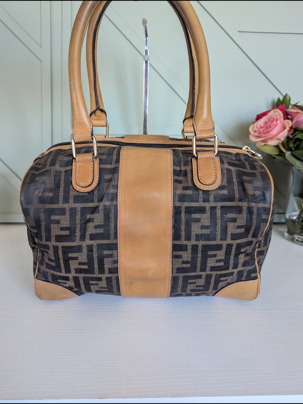 Vintage Fendi Zucca Monogram Boston Bag - Picture 5 of 13